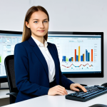 Business Intelligence**

"A professional female data analyst in a modern, fully clothed business suit, working at a brightly lit desk with multiple monitors displaying charts and graphs. The office is a contemporary open-plan space with views of Warsaw's skyline. Focus on her confident expression and the data visualizations. Safe for work, appropriate content, professional setting, perfect anatomy, natural proportions, family-friendly."

**